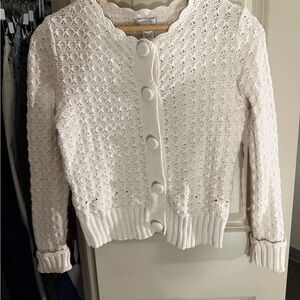 Women's Harold’s Cream Crochet Scalloped Sweater